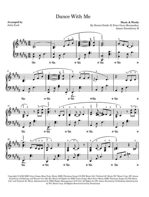 Dance With Me (Arr. Julia Fyod) - Bruno Mars (Piano Solo)