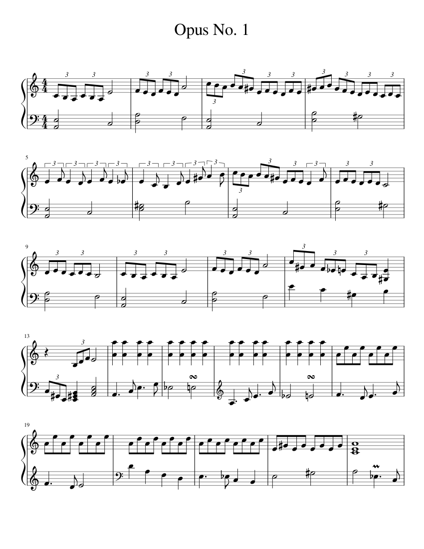 Sample Opus Note Opus No. 1 Sheet music for Piano (Solo) Easy | Musescore.com