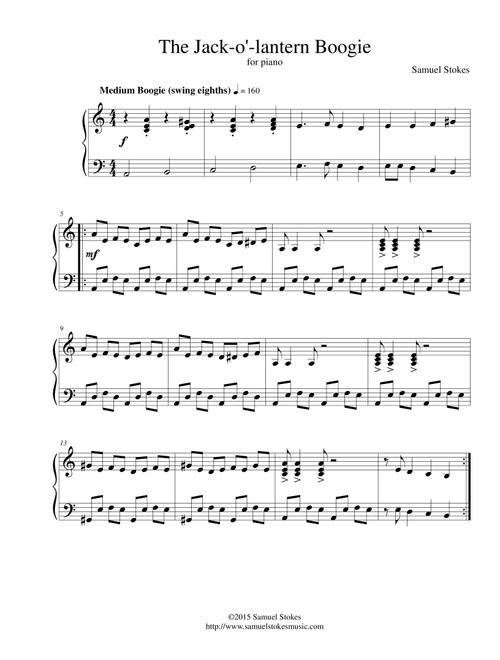 The Jack-o'-lantern Boogie - for piano - Samuel Stokes (Piano Solo)
