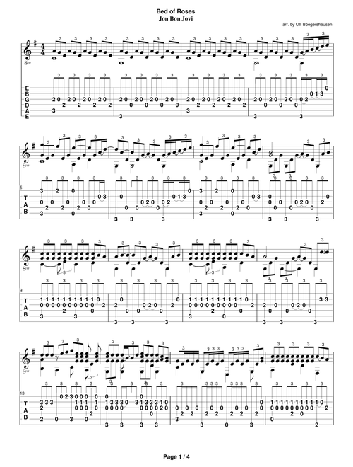 Bed Of Roses (Arr. Ulli Boegershausen) - Bon Jovi (Guitar Tab)