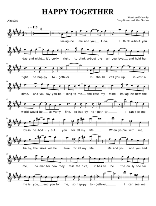 Happy Together - Alto Sax