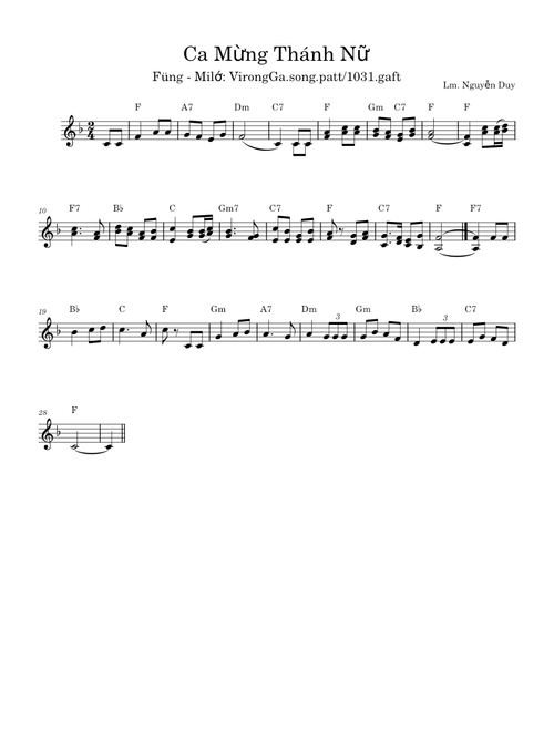 Ca mừng Thánh nữ