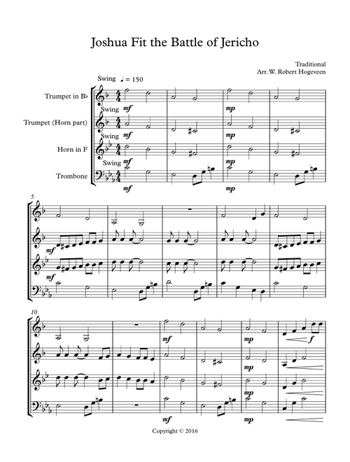 Joshua Fit the Battle of Jericho (Arr. W. Robert Hogeveen) - Traditional (Brass Ensemble)