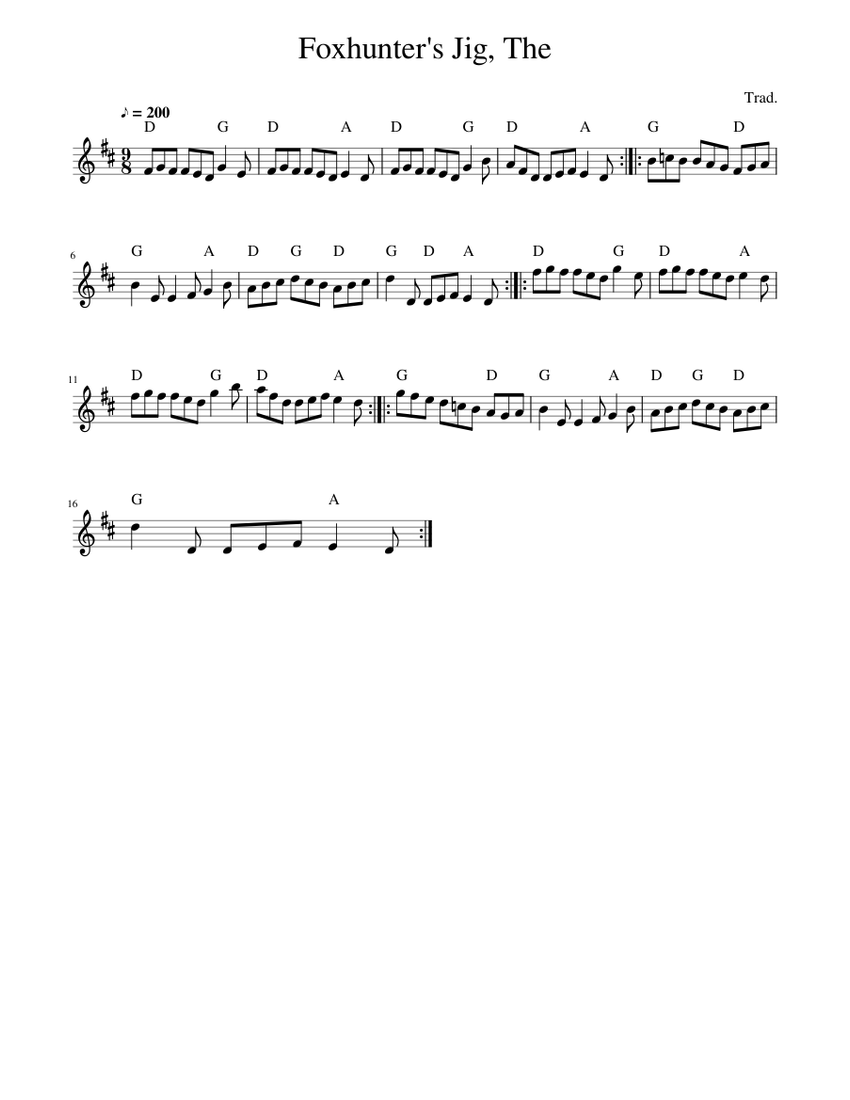 Traditional music - The Foxhunter's Jig Sheet music for Piano (Solo ...