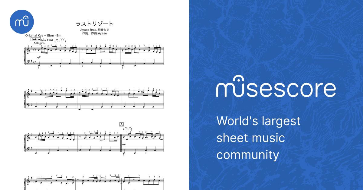 ラストリゾート - Ayase Sheet Music for Piano (Solo) easy