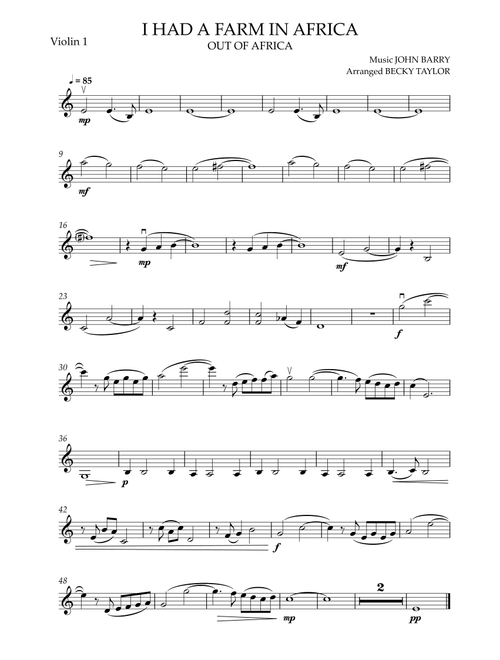 I Had A Farm In Africa (main Title) (Arr. Becky Taylor) - John Barry (String Quartet)