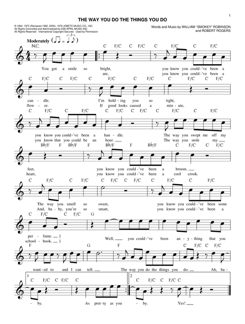The Way You Do The Things You Do - The Temptations (Easy Lead Sheet - Fake Book)