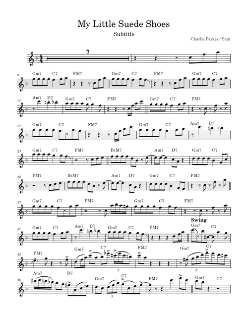 My little suede shoes – Charlie Parker suedeshoe_transription