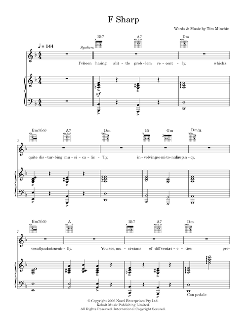 F sharp - Tim Minchin (Piano-Vocal-Guitar (Piano Accompaniment))