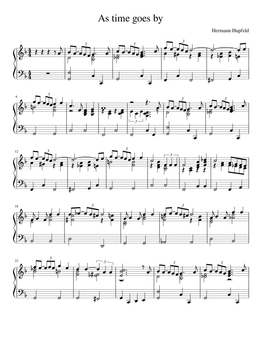 As time goes by Sheet Music for Piano (Solo) easy | MuseScore.com