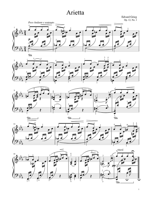 Arietta from Lyric Pieces. Op. 12, No. 1 by Edvard Grieg