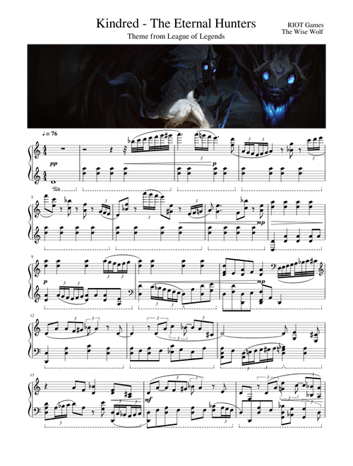 League of Legends - Kindred's Theme - Advanced Piano Sheet - VideoScore