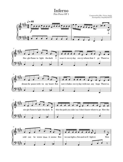 Inferno - Mrs. Green Apple - Medium - Translated Lyrics Included