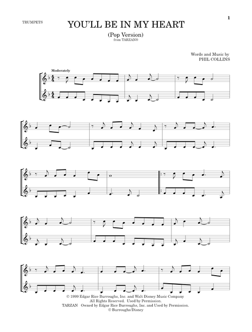 You'll Be In My Heart (Pop Version) (from Tarzan) (arr. Mark Phillips) - Phil Collins (Trumpet Duet)