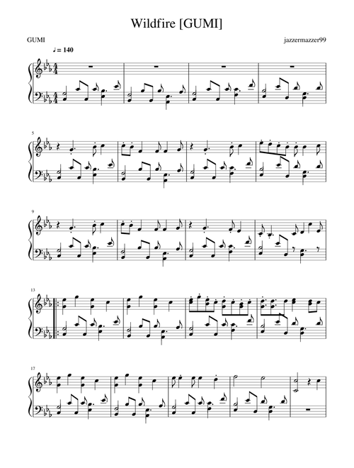 Wildfire! Piano Adaptation [GUMI] 