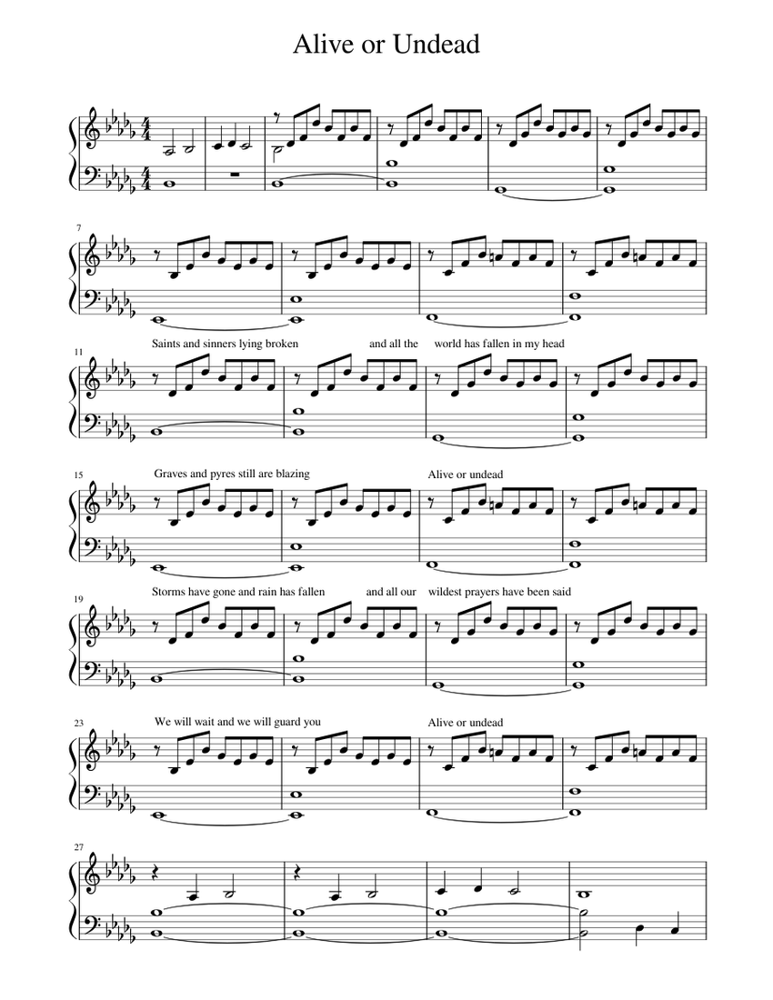 Alive or undead – Powerwolf Sheet Music for Piano (Piano
