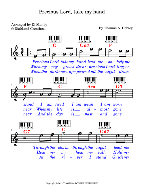 Take My Hand, Precious Lord (Arr. Dianne Mandy) - Thomas A Dorsey (Lead Sheet - Fake Book)