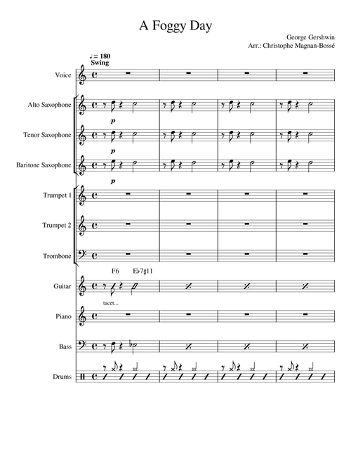 A Foggy Day (In London Town) from A DAMSEL IN DISTRESS (Arr. Christophe Magnan-Bossé) - George Gershwin, Ira Gershwin (Large Ensemble)