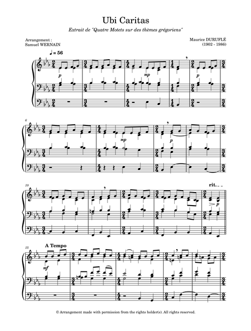 Ubi caritas, by Duruflé (for organ) (Arr. Samuel Wernain) - Maurice Duruflé (Organ)