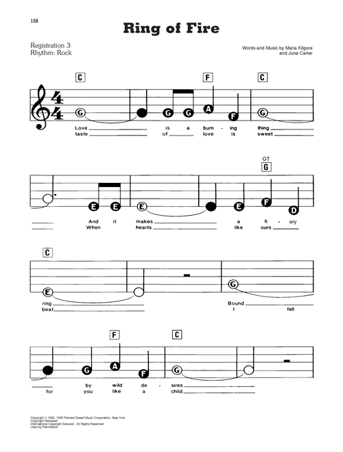 Ring Of Fire - Johnny Cash (E-Z Play Today)