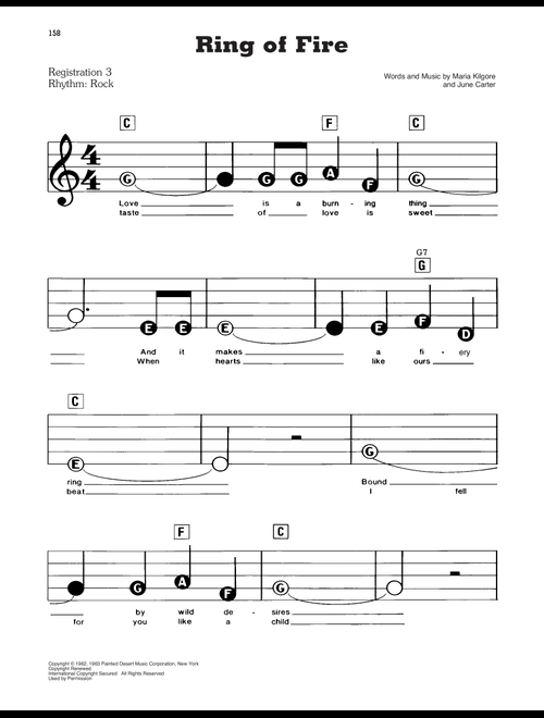 Ring Of Fire - Johnny Cash (E-Z Play Today)