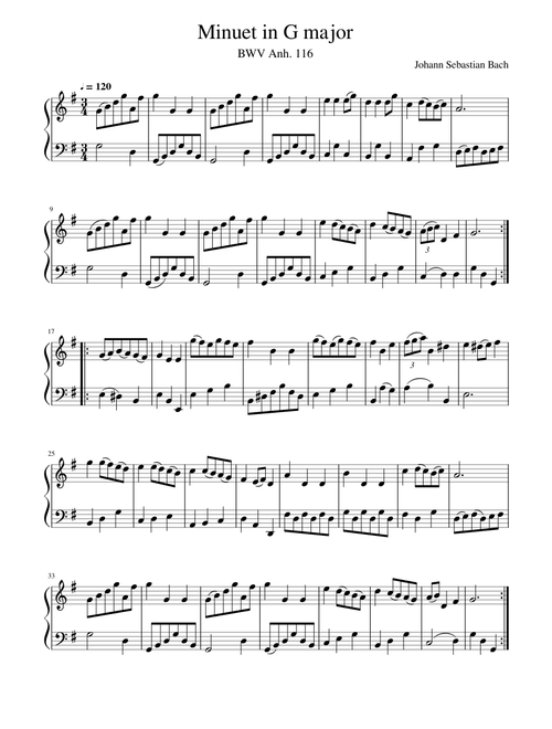 Minuet in G major, BWV Anh. 116 - Johann Sebastian Bach