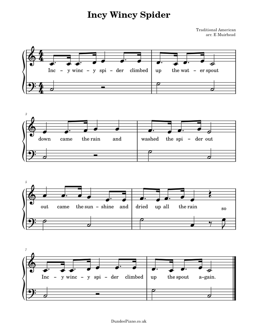 Incy Wincy Spider Misc Traditional Sheet music for Piano (Solo
