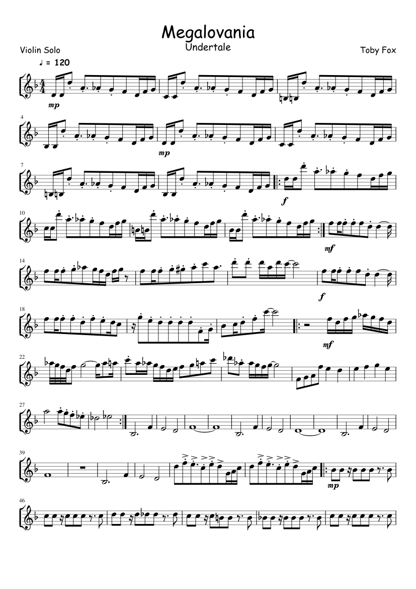 modstå bang Konflikt Megalovania- Violin Solo Sheet music for Violin (Solo) | Musescore.com