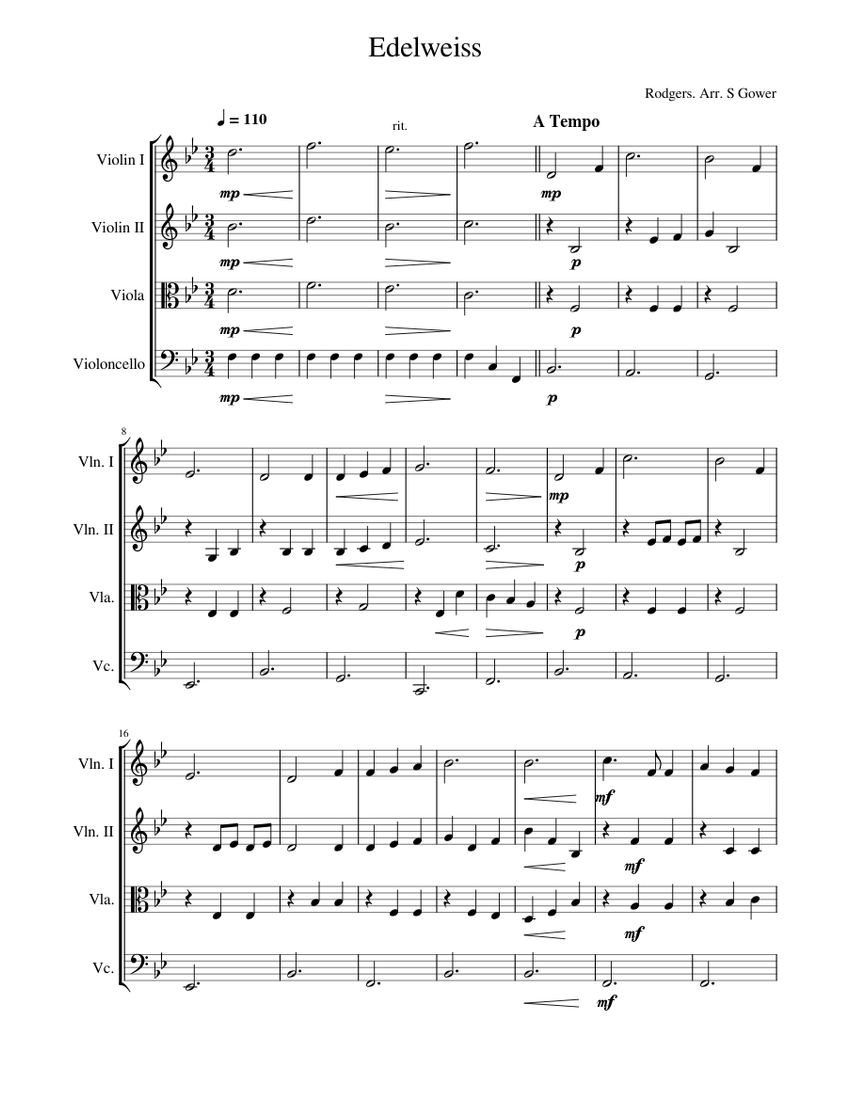 Edelweiss (from The Sound of Music) Rodgers & Hammerstein Edelweiss