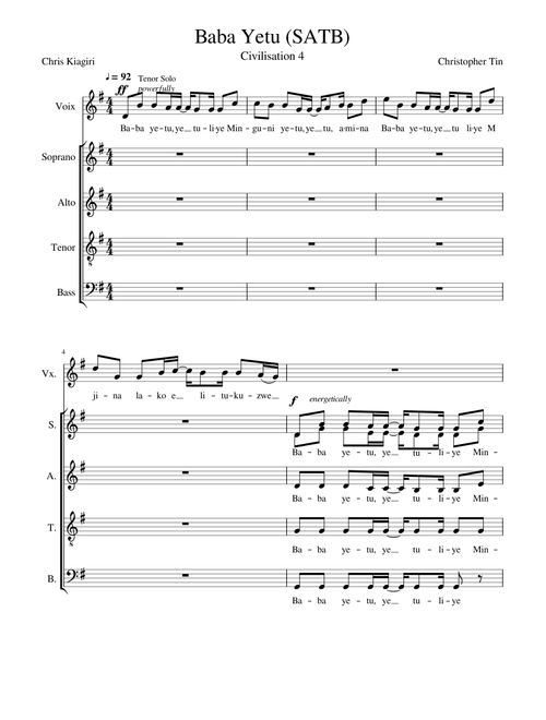Baba Yetu SATB
