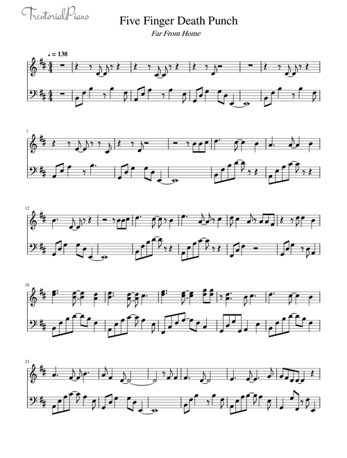 Far From Home (Arr. Trentorial Piano) - Five Finger Death Punch (Piano Solo)