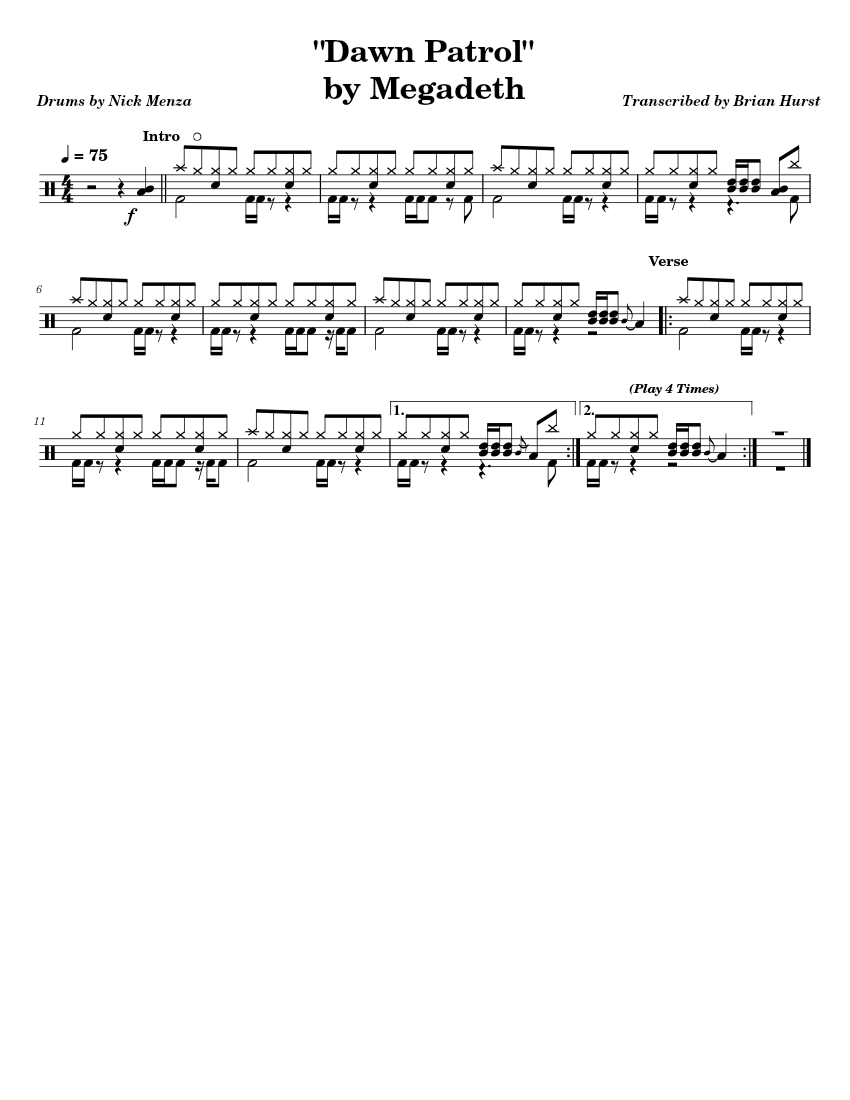 Dawn patrol – Megadeth (Drums) Sheet Music for Drum group (Solo