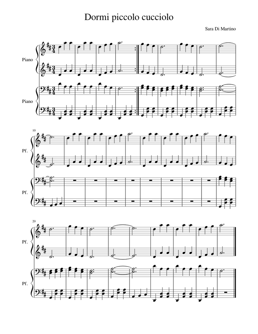 Dormi piccolo cucciolo piano tutorial