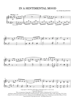 Sentimental Riff In a Sentimental Mood Sheet Music with Chords for Piano, Saxophone ...