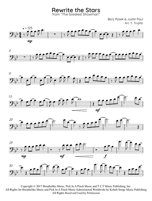 Rewrite The Stars (Arr. Y. Trujillo) - Zac Efron & Zendaya (Instrumental Solo)