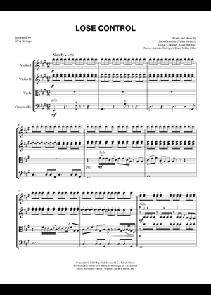 Play Official version of Lose Control Sheet Music by Teddy Swims for ...