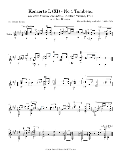 Tombeau (Konzert L No.4) – Wenzel Ludwig von Radolt