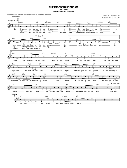The Impossible Dream (The Quest) - Mitch Leigh, Joe Darion (Lead Sheet - Fake Book)