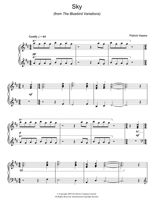 Sky (from The Bluebird Variations) - Patrick Hawes (Easy Piano)