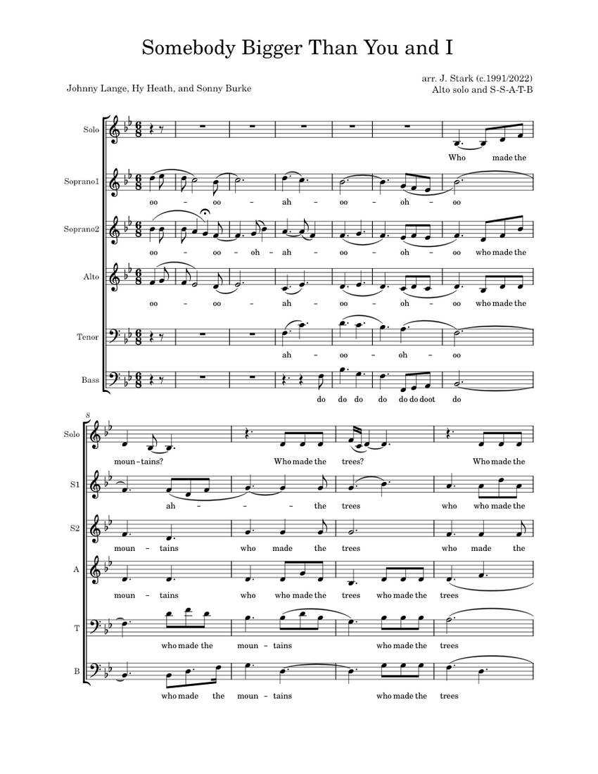 Somebody Bigger Than You and I Sheet music for Soprano, Alto, Flute