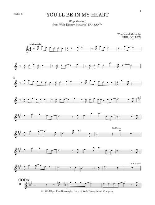 You'll Be In My Heart (Pop Version) (from Tarzan) - Phil Collins (Flute Solo)