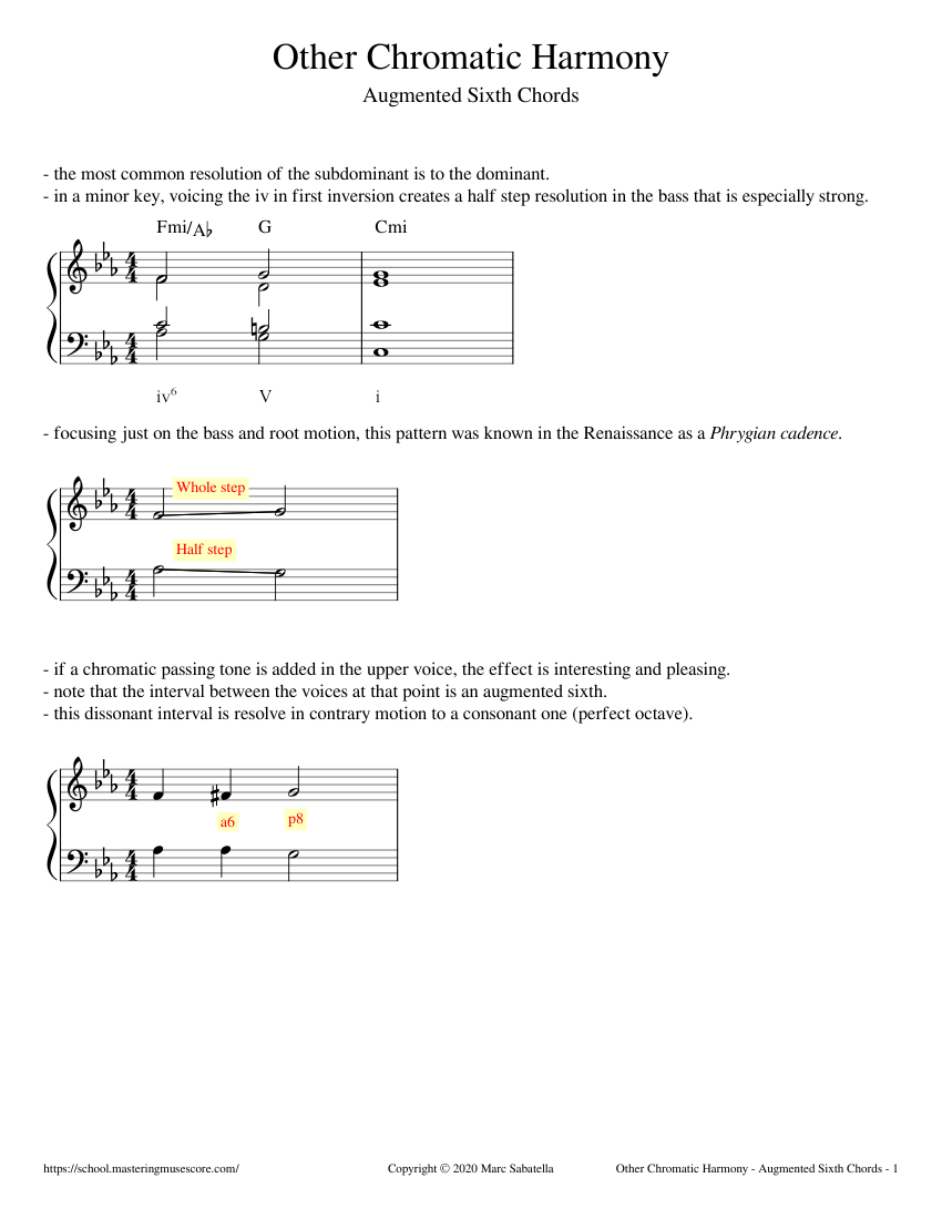 Other Chromatic Harmony: Augmented Sixth Chords Sheet music for Piano ...