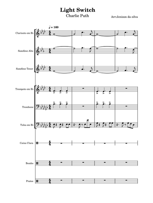 Light Switch (Arr. Jenison da Silva) - Charlie Puth (Lead Sheet - Fake Book)