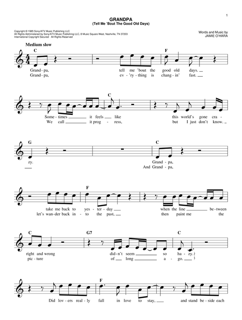 Grandpa (Tell Me 'Bout The Good Old Days) - The Judds (Easy Lead Sheet - Fake Book)