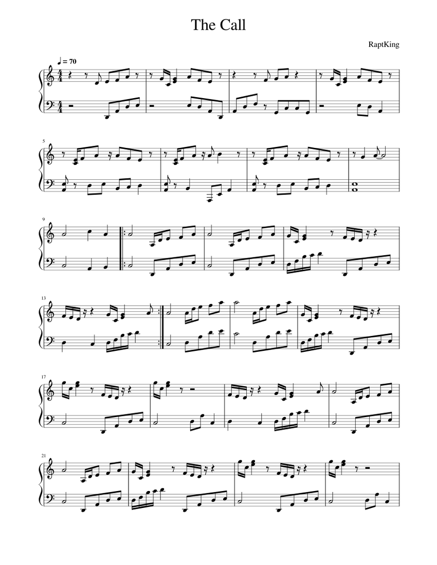 The Call Sheet music for Piano (Solo) Easy | Musescore.com