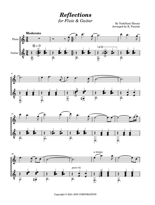 Reflections Toshifumi Hinata (Arr. Kenneth Pasciak) (Instrumental Duet)