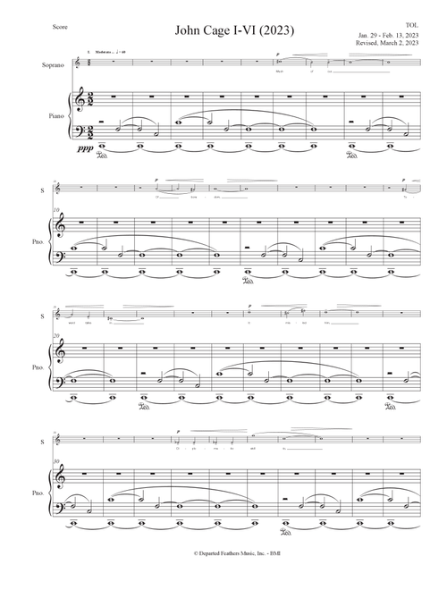 John Cage I-VI (2023) piano-vocal score - Thomas Oboe Lee (Piano Vocal)