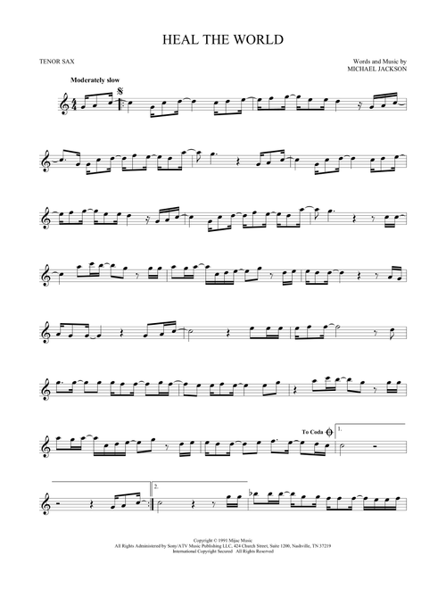 Heal The World - Michael Jackson (Tenor Sax Solo)