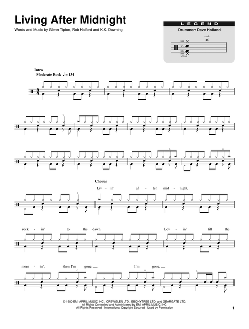 Living After Midnight - Judas Priest (Drum Transcription)
