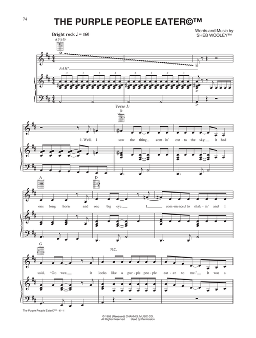 Purple People Eater - Sheb Wooley (Piano-Vocal-Guitar)